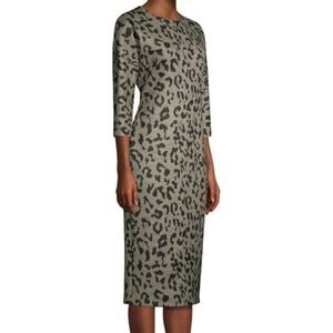 MaxMara Dress Wool Leopard Print Midi Sz‎ S 4